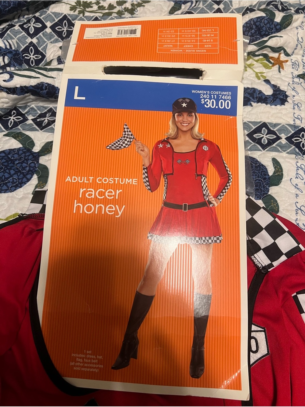 Target Racer Honey Costume in Red with Black & White Trim